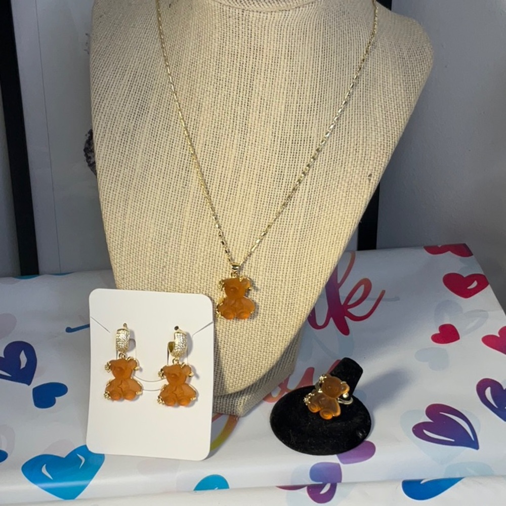 Gold and Orange Animal Pendant Necklace